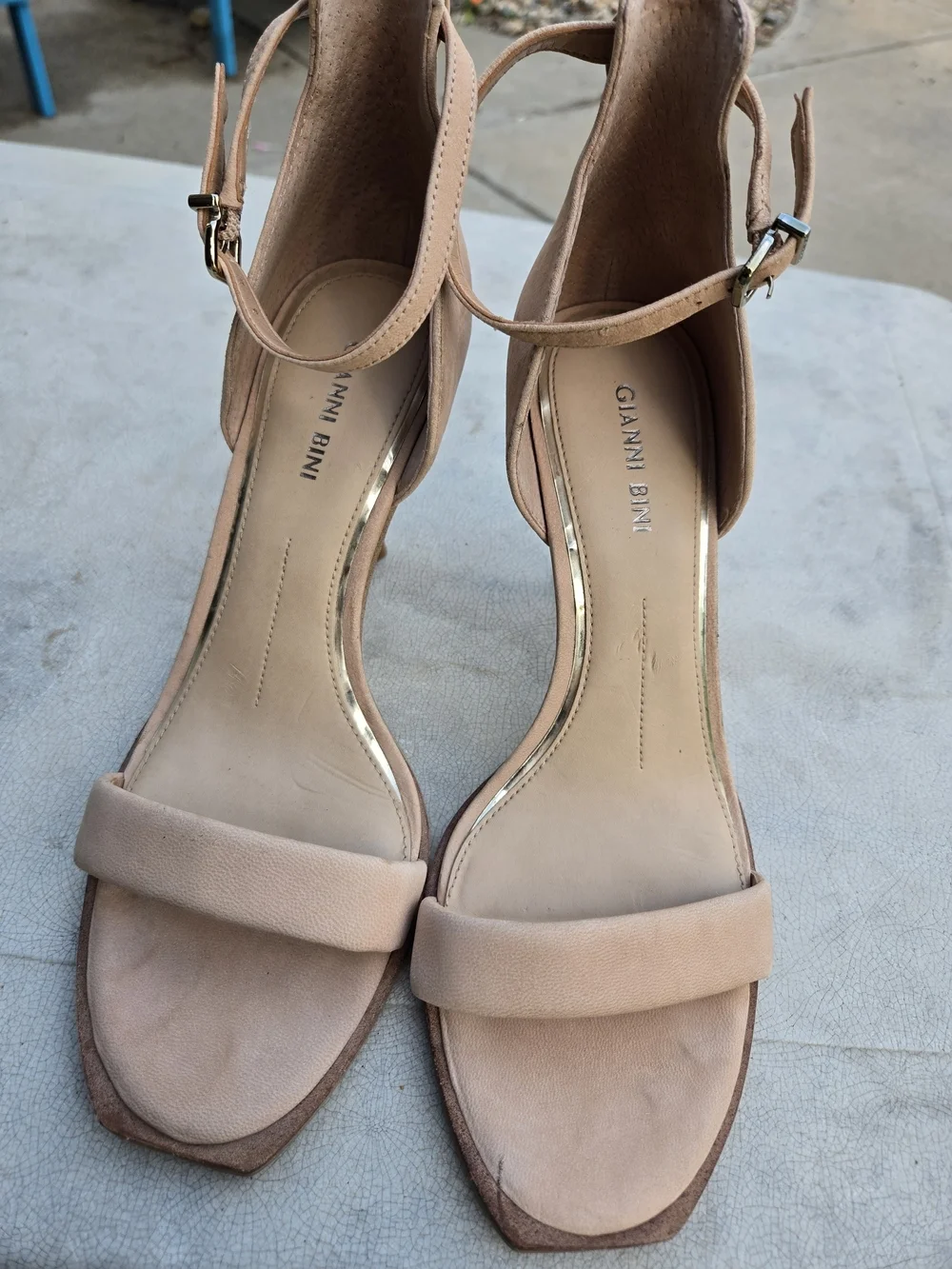Gianni Bini Heels Blush Nude Ankle-Strap Stiletto Sandals Size 8.5